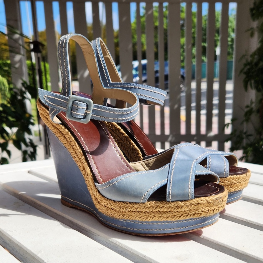 Authentic Christian Louboutin leather wedges